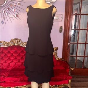 Evan Picone Black Sleeveless Peplum Sheath Dress